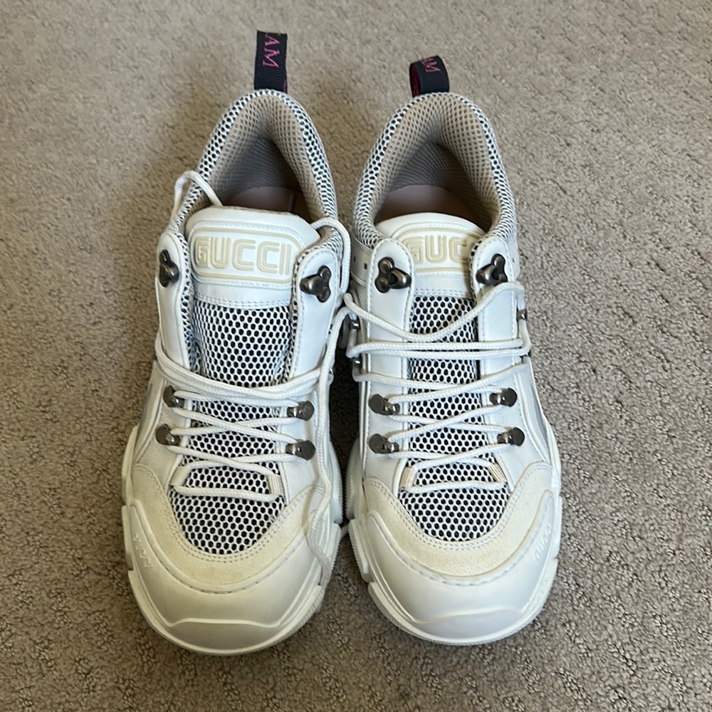 GUCCI WOMENS FLASHTREK CHUNKY LEATHER SNEAKERS